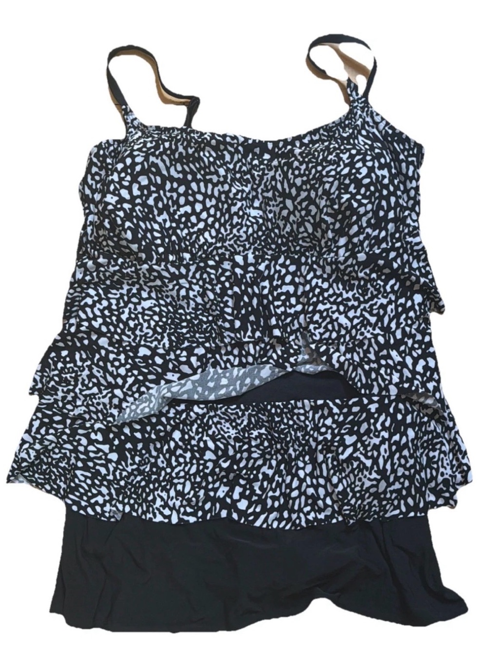 Great Lengths Swimsuit Women’s Tankini Top Black White Swimsuit Size 16R